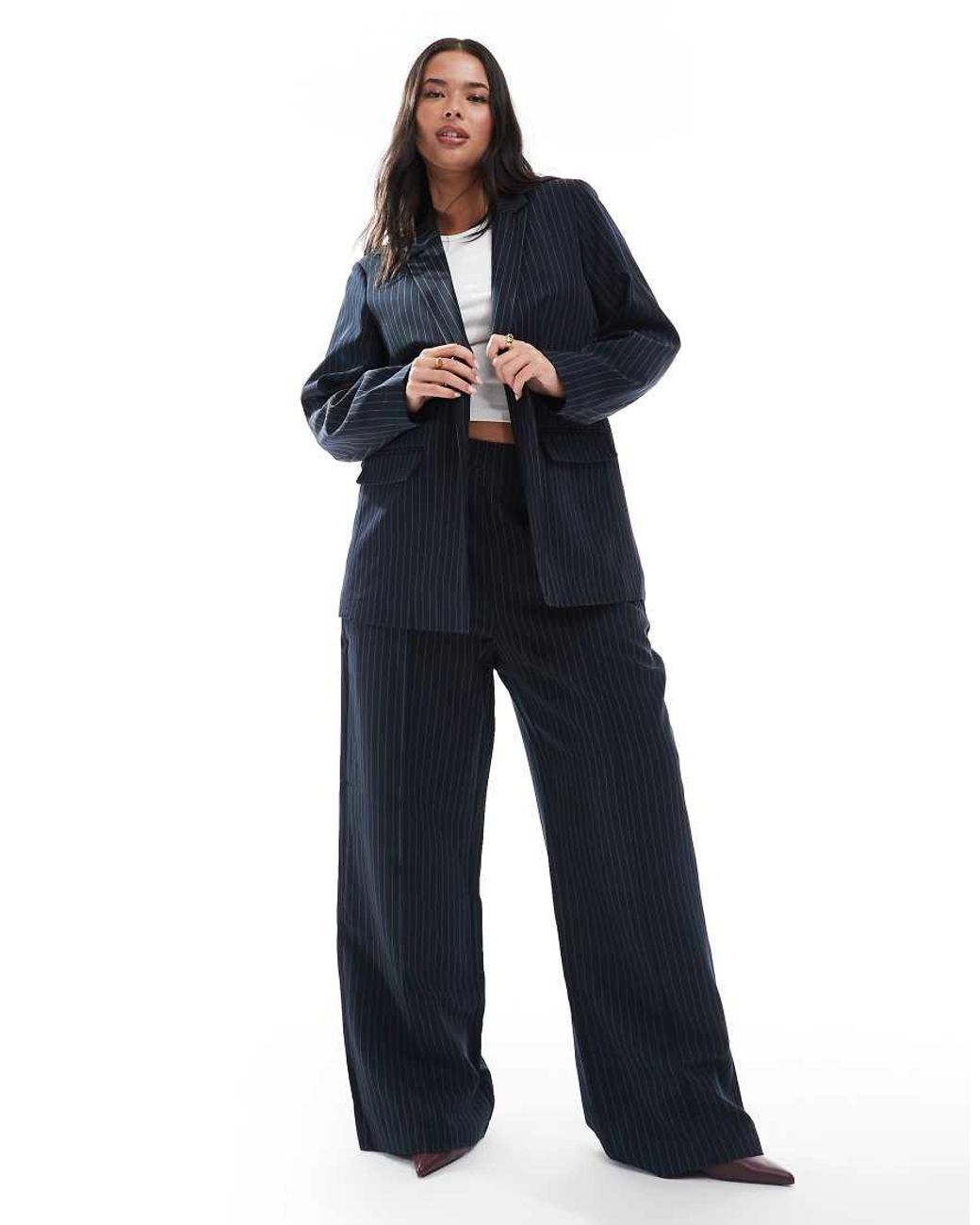 Pieces Plus Blue Pieces Curve Tailored Blazer Co-ord