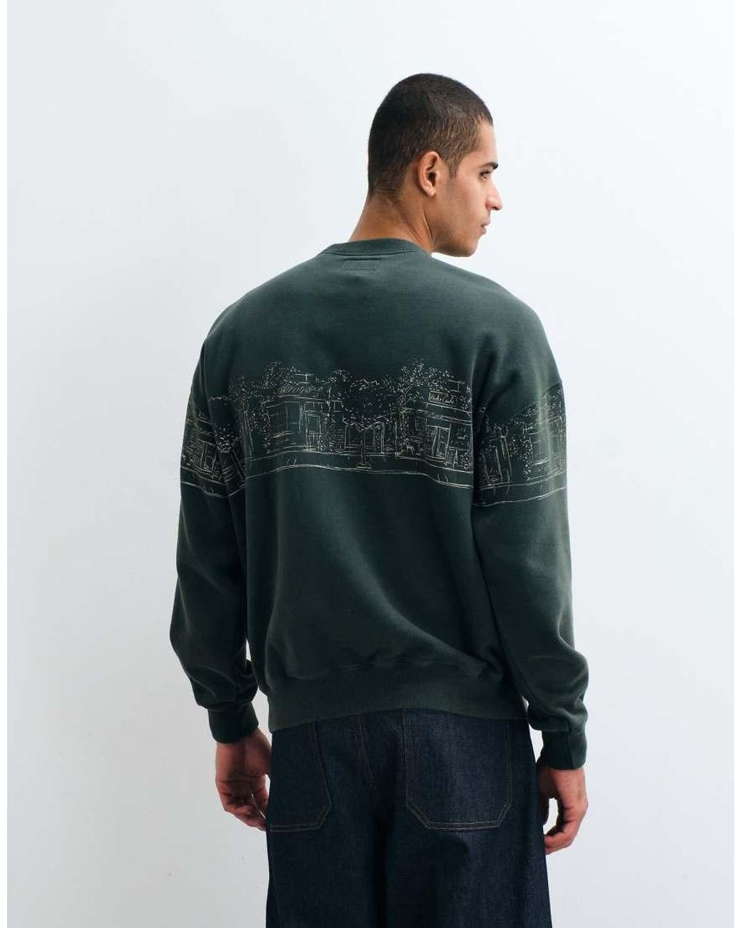 Abercrombie & Fitch Blue Graphic Crew Neck Sweatshirt for men