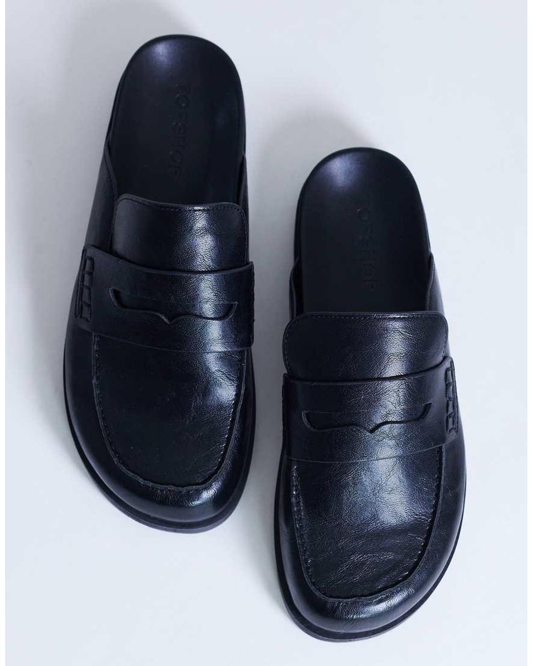 TOPSHOP Blue Addie Real Suede Mule Loafer