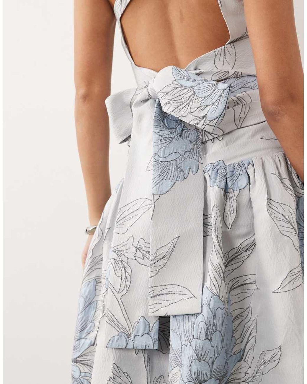 ASOS Gray One Shoulder Jacquard Maxi Dress