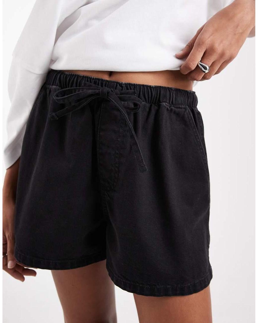 ASOS White Denim Pull On Shorts