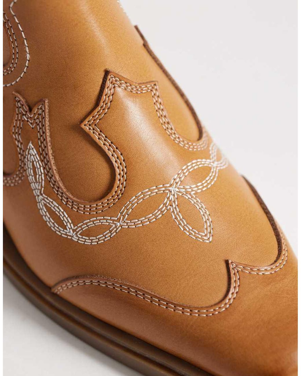 ASOS Brown Western Boots With Cuban Heels for men
