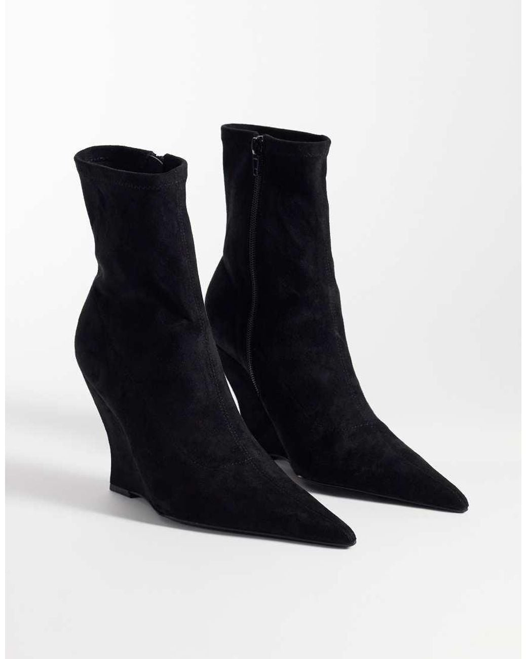 ASOS Black Revel Wedge Sock Ankle Boots