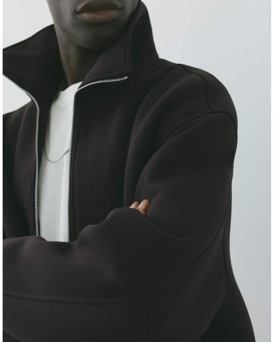 Pull&Bear Black Neoprene-effect Zip-up Jacket for men