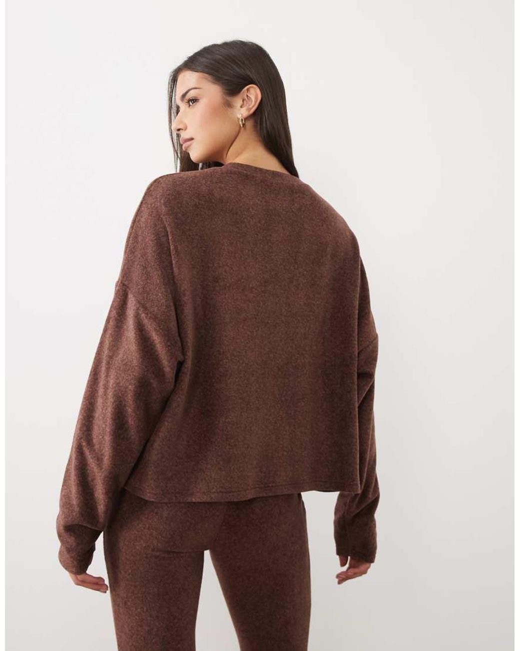 ASOS Brown Lounge Mix & Match Lightweight Fleece Long Sleeve Slouch Top