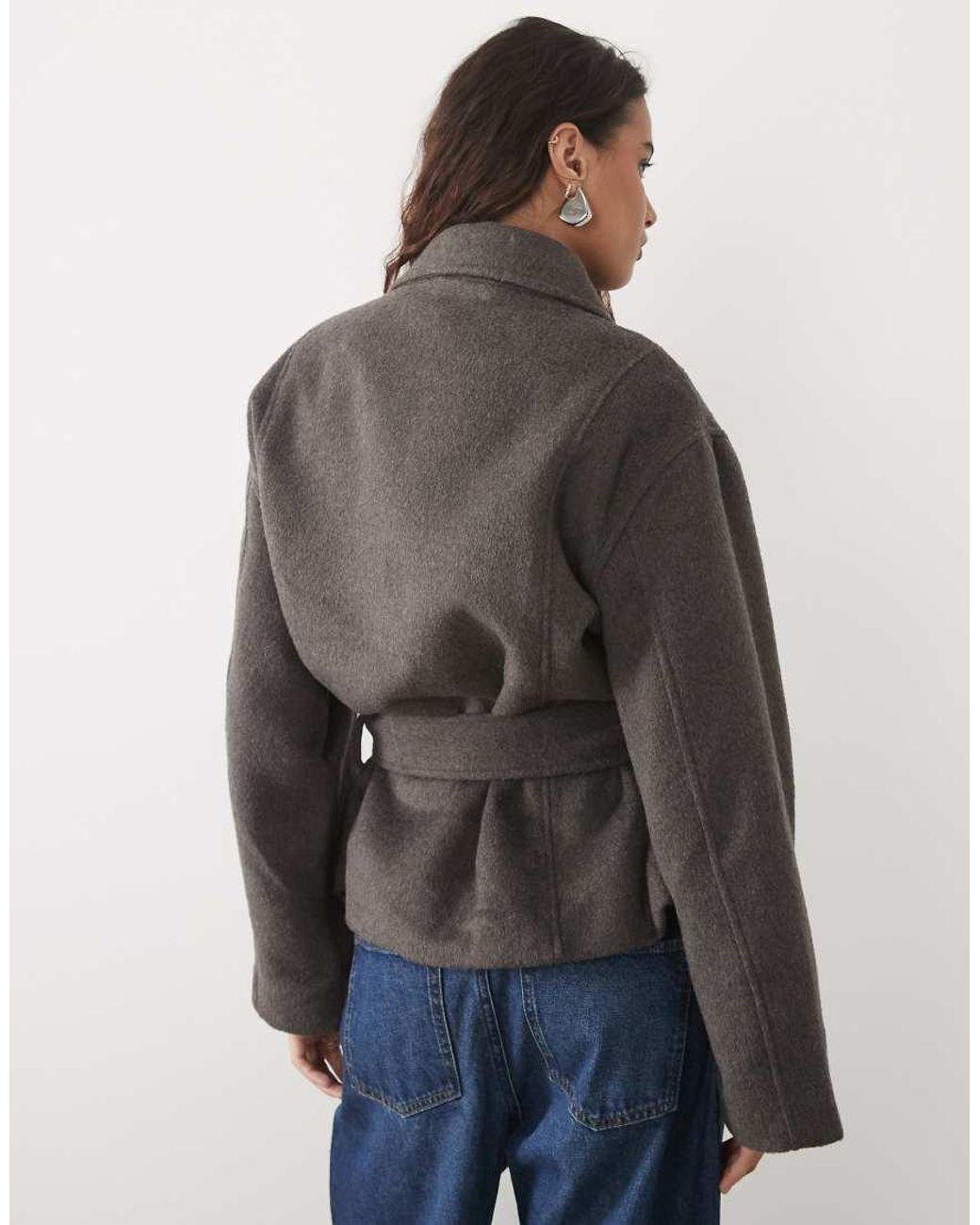 ASOS Brown Low Belt Short Trench Coat With Wool