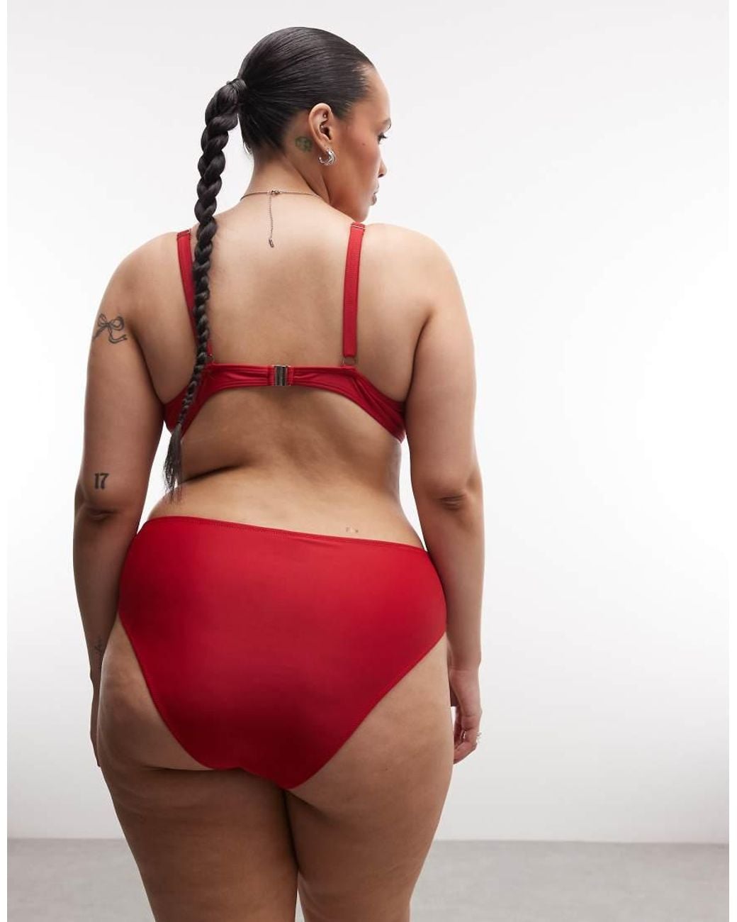 Collusion Red Plus High Waist Bikini Bottom