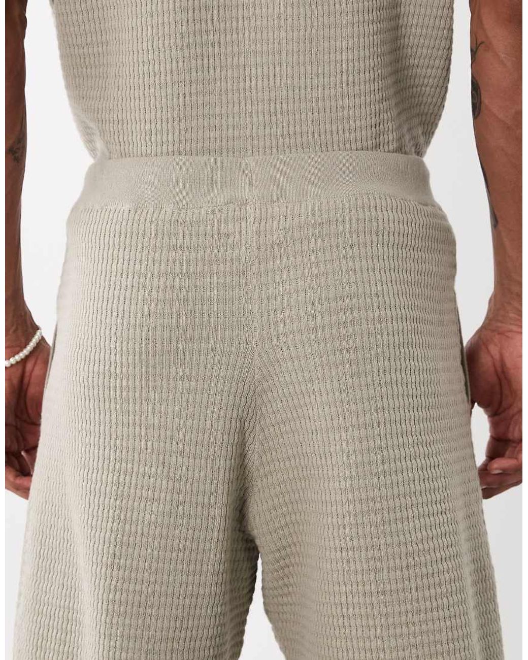 ASOS Natural Knitted Shorts Co-Ord for men