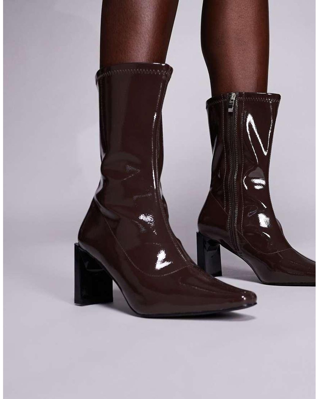 Public Desire Brown Robert Heeled Ankle Boots