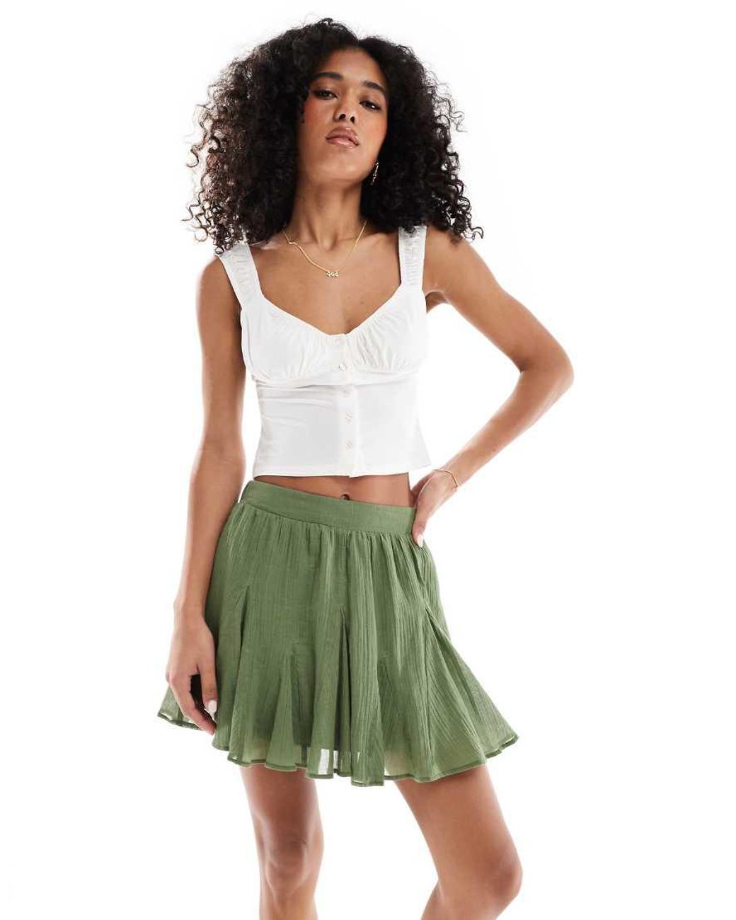 ASOS Green Cotton Godet Maxi Skirt