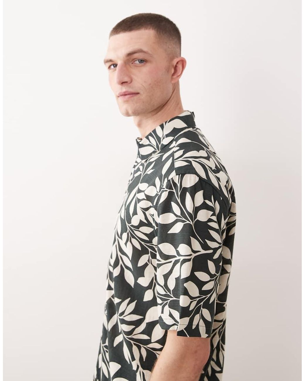 Only & Sons Black Linen Blend Short Sleeve Shirt for men