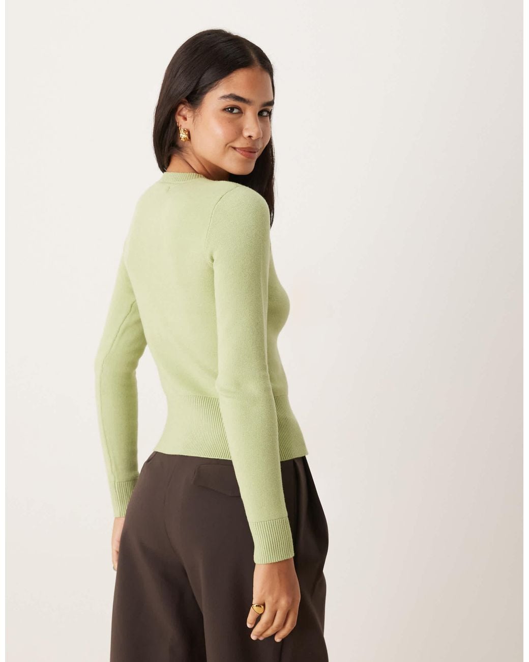 Threadbare Green Button Through Compact Cardigan