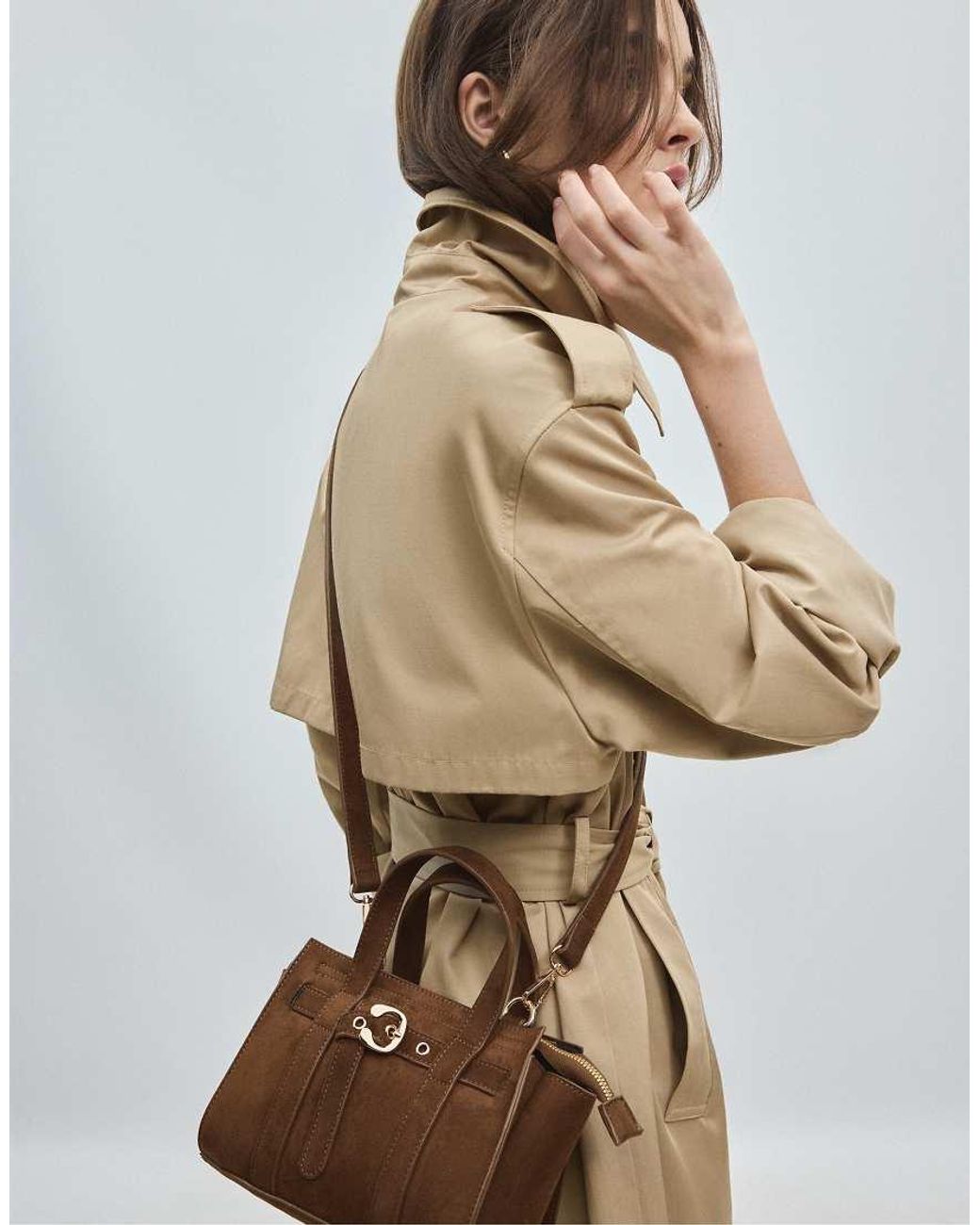 Stradivarius White Mini Tote Bag With Buckle