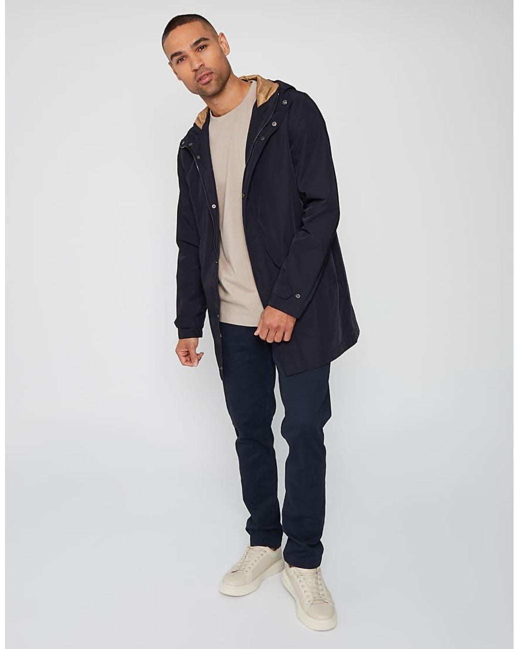Threadbare Blue Showerproof Zip Up Hooded Raincoat for men