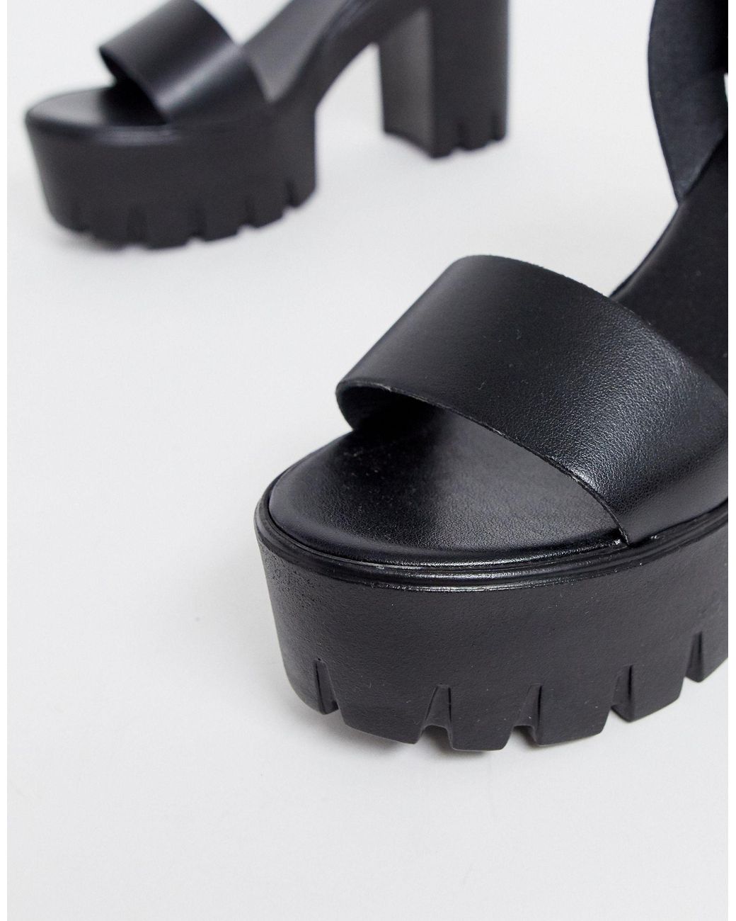 platform chunky black sandals