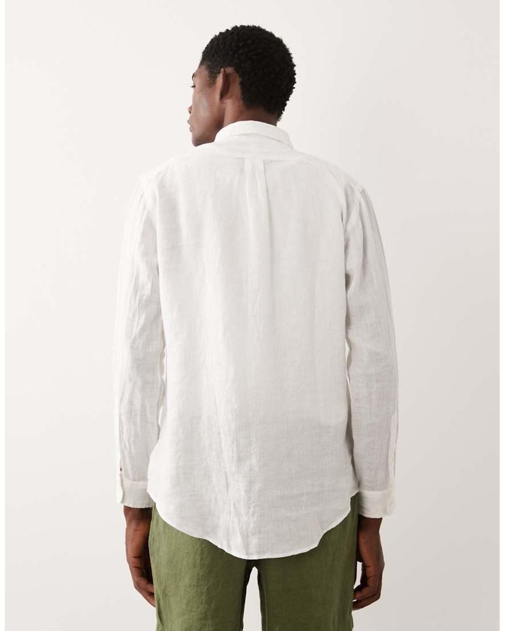 Polo Ralph Lauren Natural Icon Logo Long Sleeve Linen Shirt for men