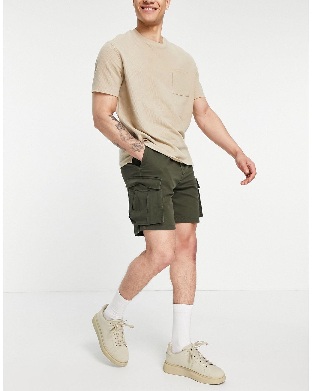Pantaloncini cargo kaki da Uomo di Pull\u0026Bear in Verde | Lyst