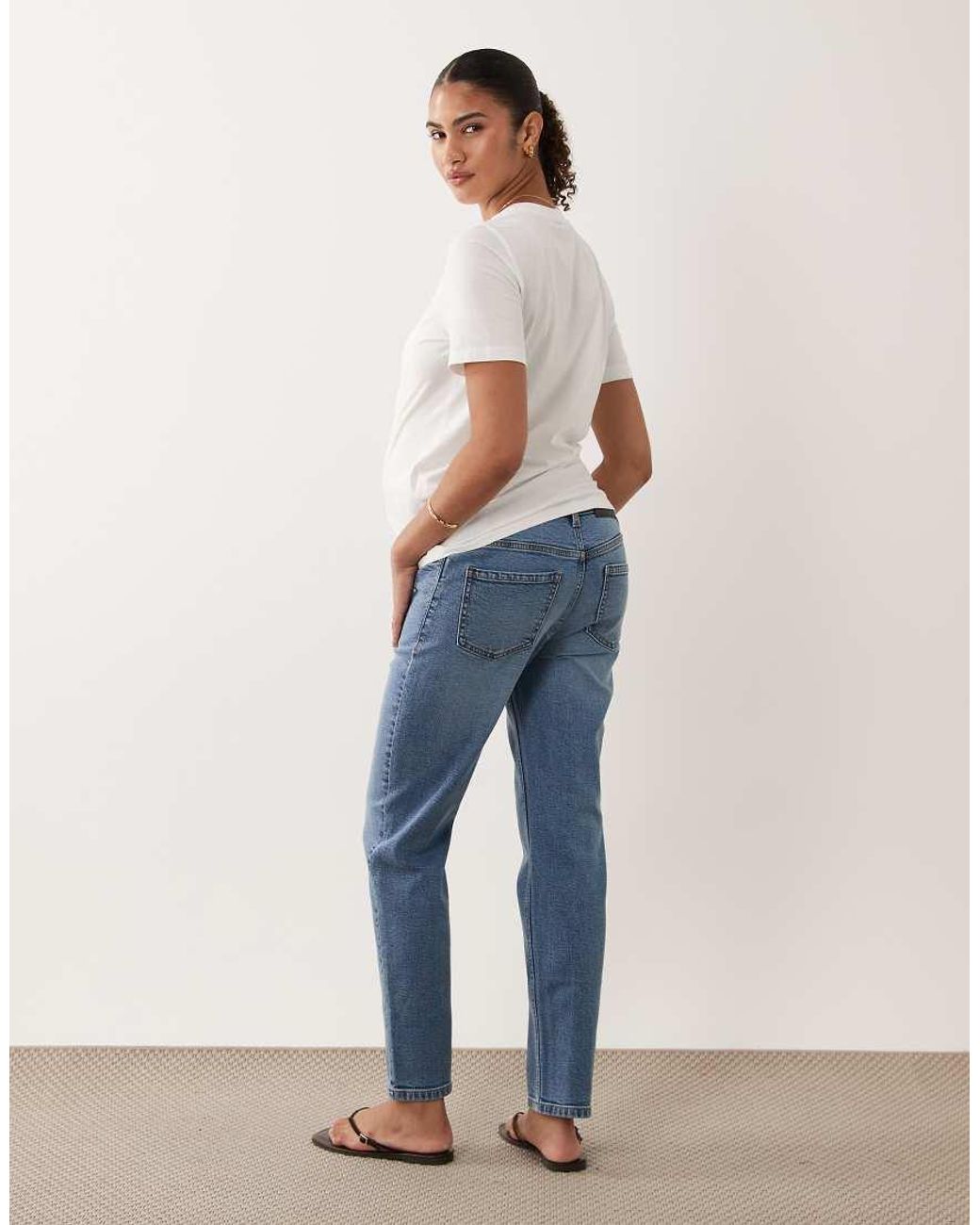 ASOS Blue Asos Design Maternity Slim Fit Mom Jeans