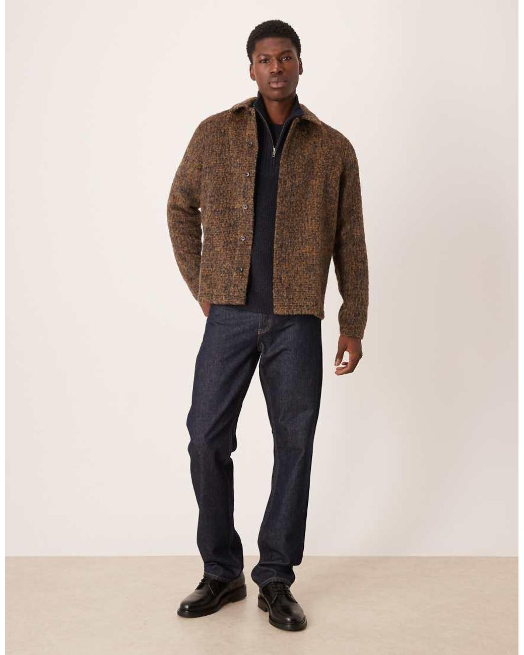 ASOS Brown Premium Brushed Overshirt for men
