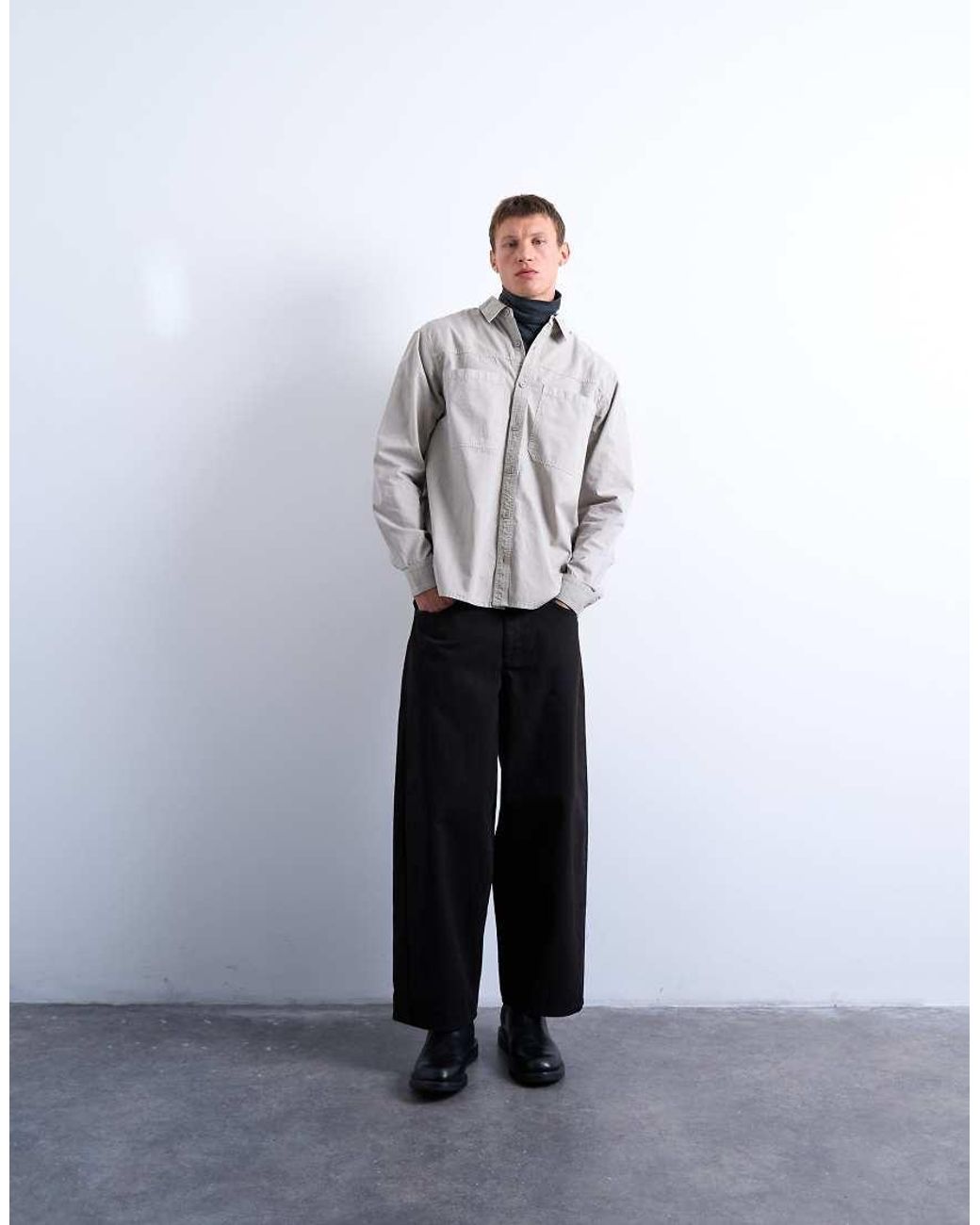 Topman White Regular Fit Ripstop Overshirt for men
