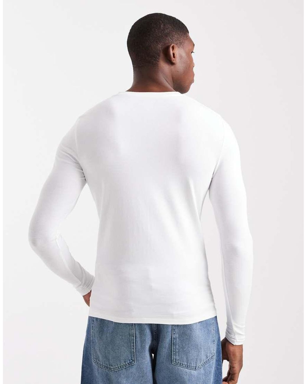 ASOS White Essentials Muscle Fit Long Sleeve T-shirt for men