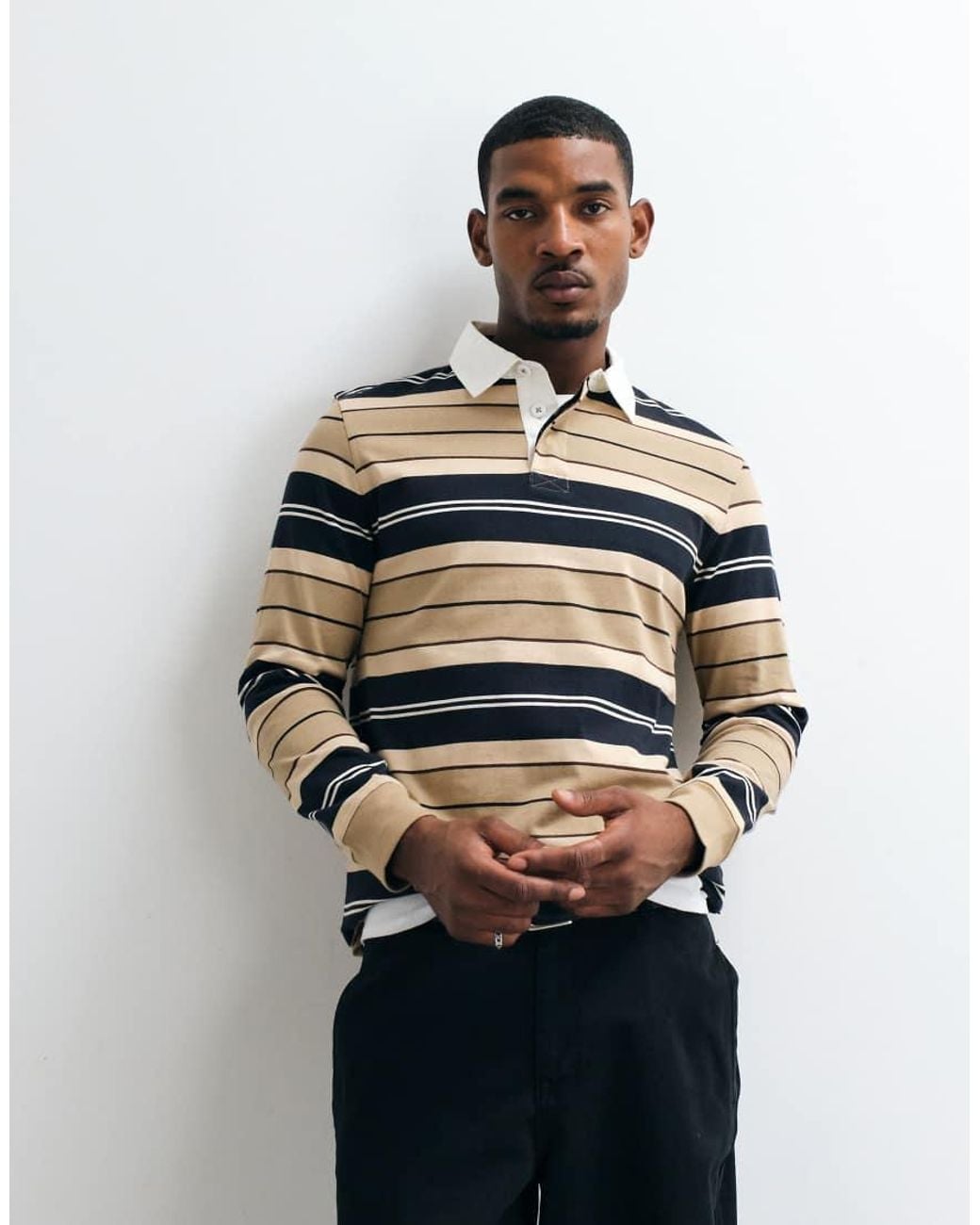 Barbour Multicolor Frith Long Sleeve Tartan Stripe Rugby Polo Shirt for men