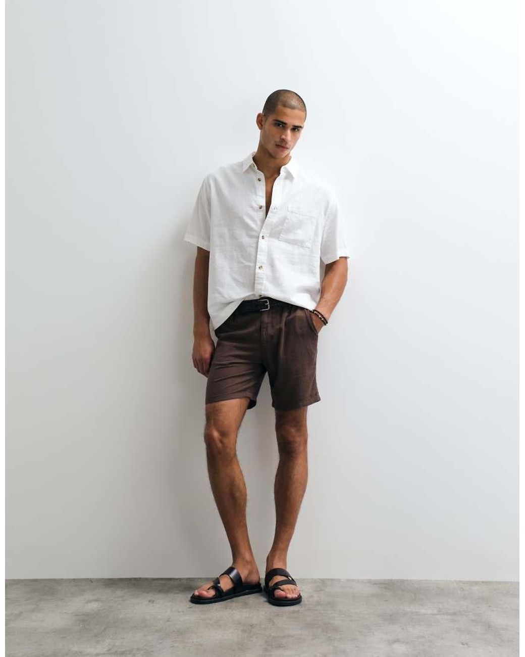 ASOS White Relaxed Linen Blend Shirt for men