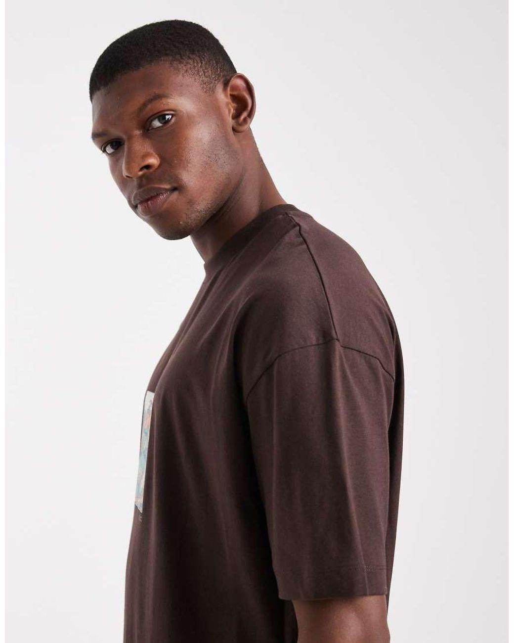 ASOS Brown Oversized T-shirt With Scenic Graphic for men