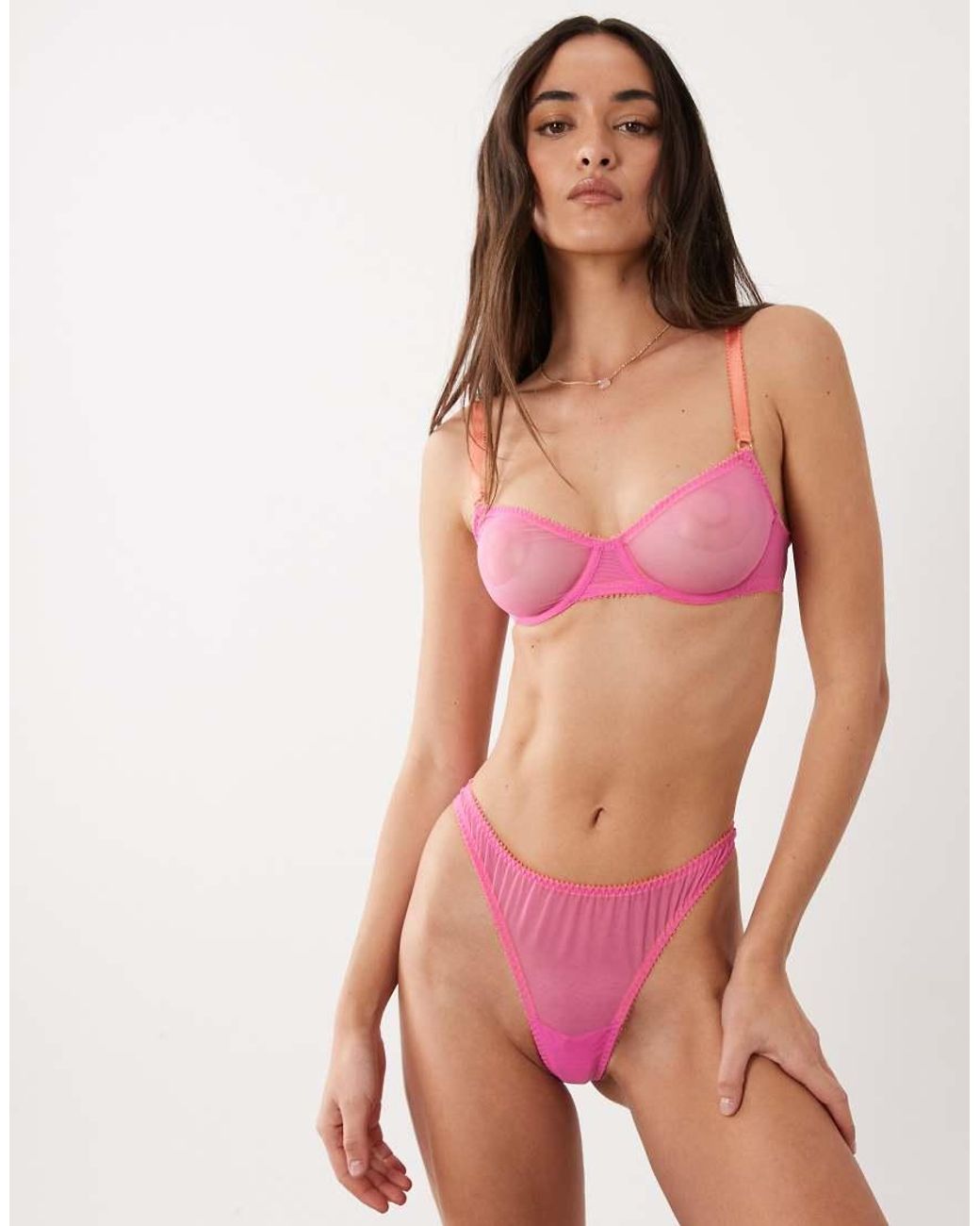 Dora Larsen Red Posey Tulle Lingerie Thong