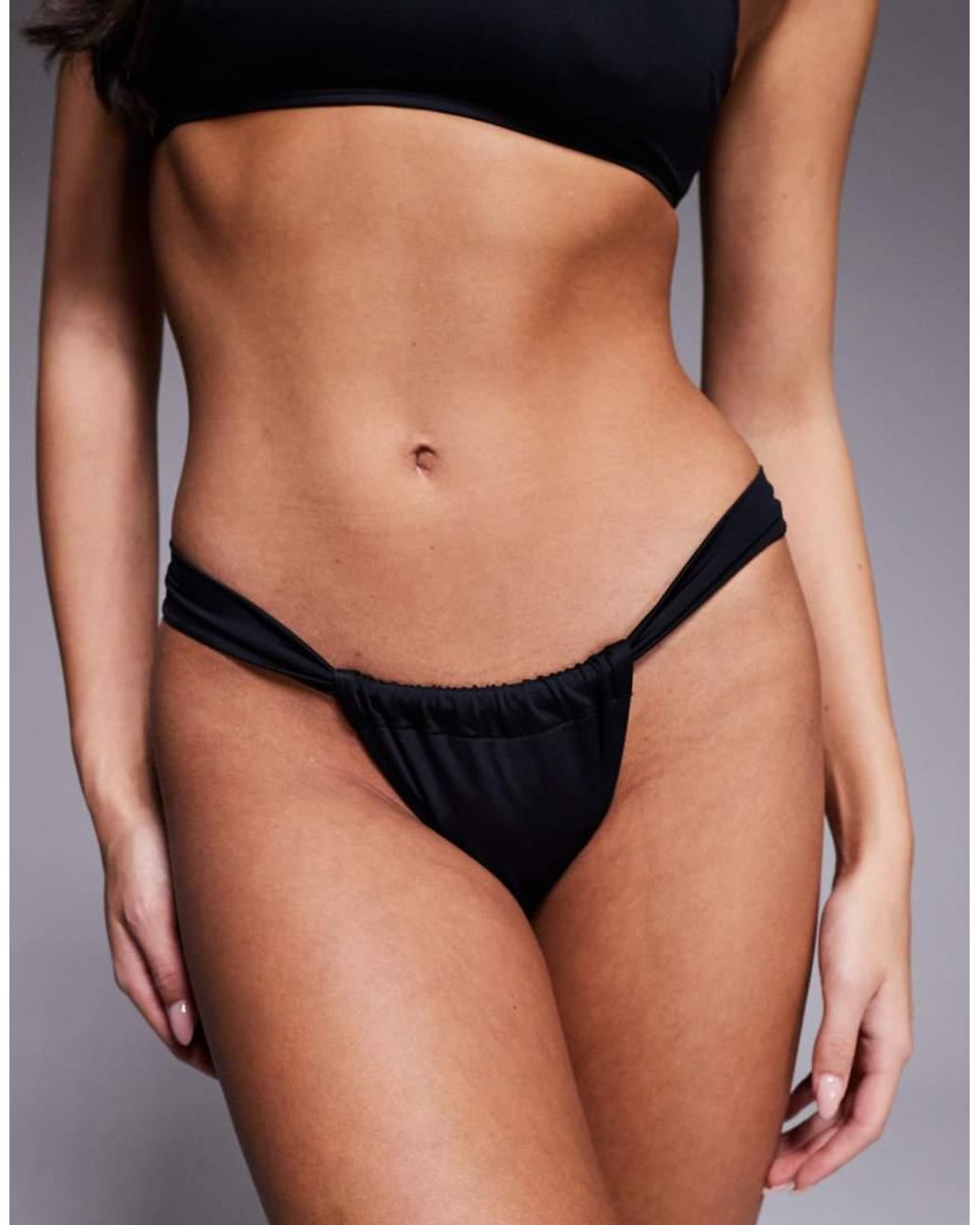 ASOS Brown Maya Ruched Sides Tanga Bikini Bottoms