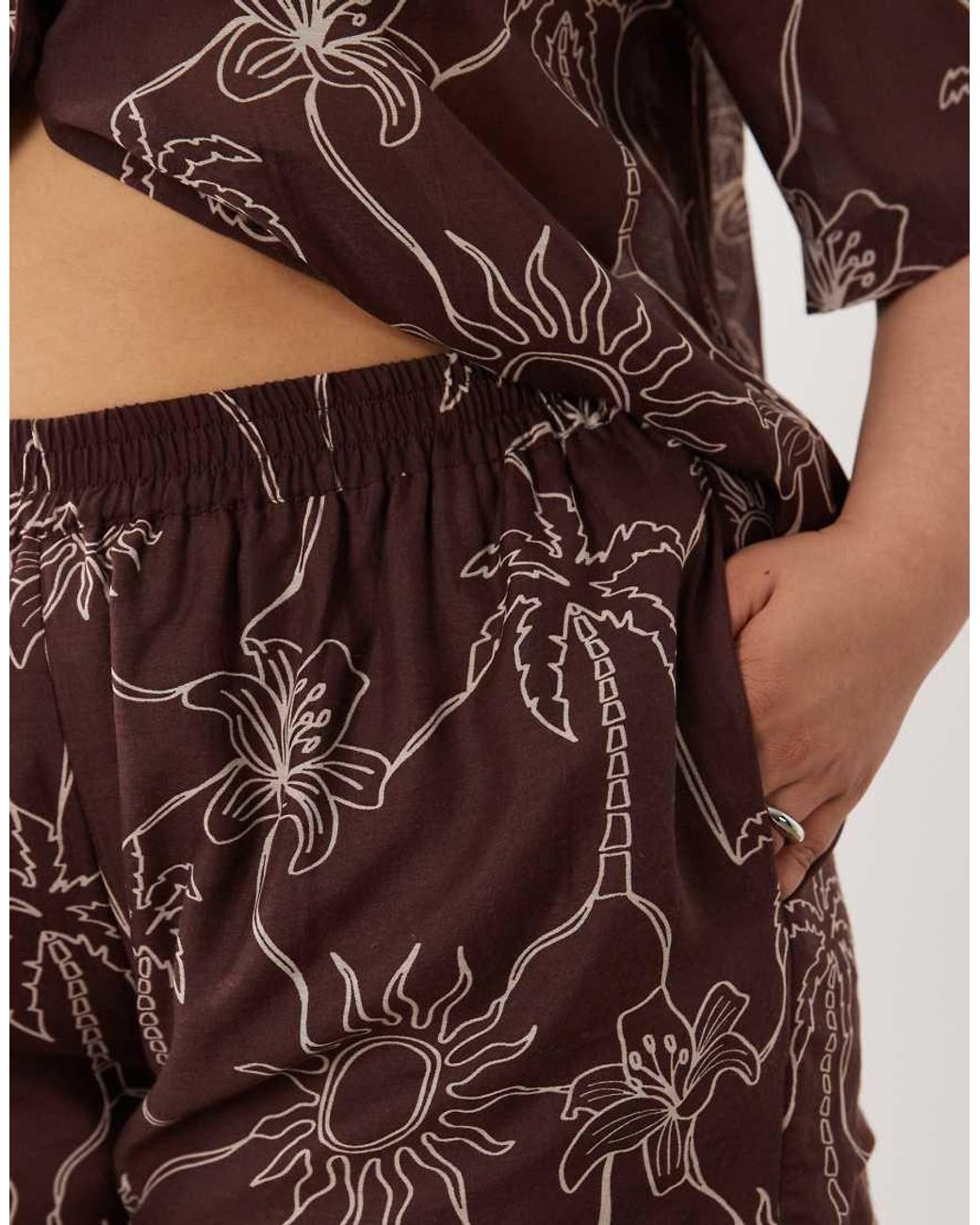 ASOS Brown Asos Design Curve Logan Beach Resort Short