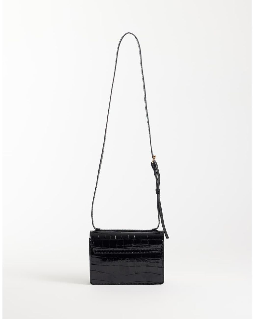 ASOS Black Shiny Croc Crossbody Bag