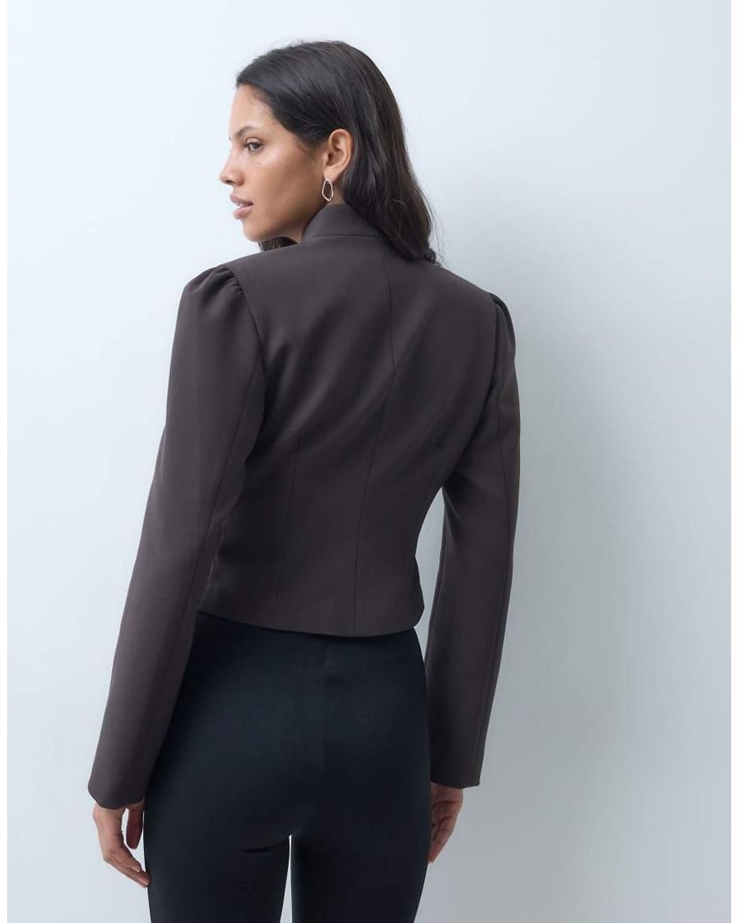 ASOS Gray Tailored Cinch Waist Wrap Blazer