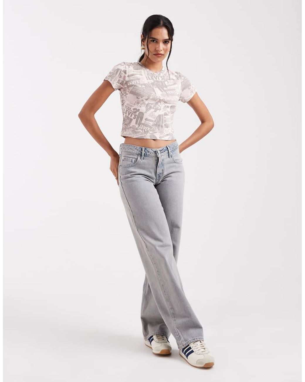 Levi's White Newspaper Graphic Baby Tee