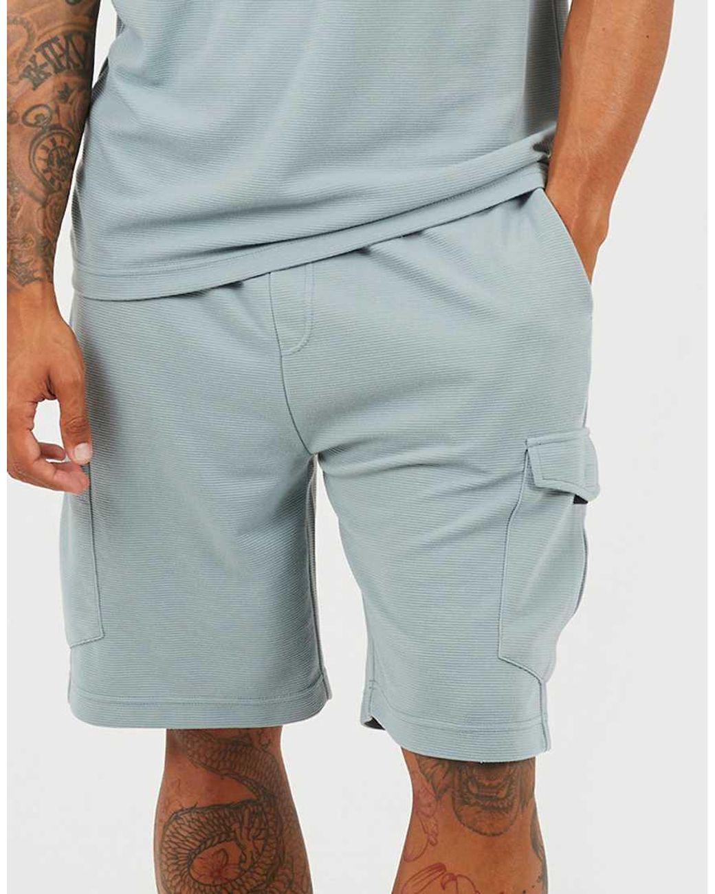 Brave Soul Gray Textured Cargo Shorts for men