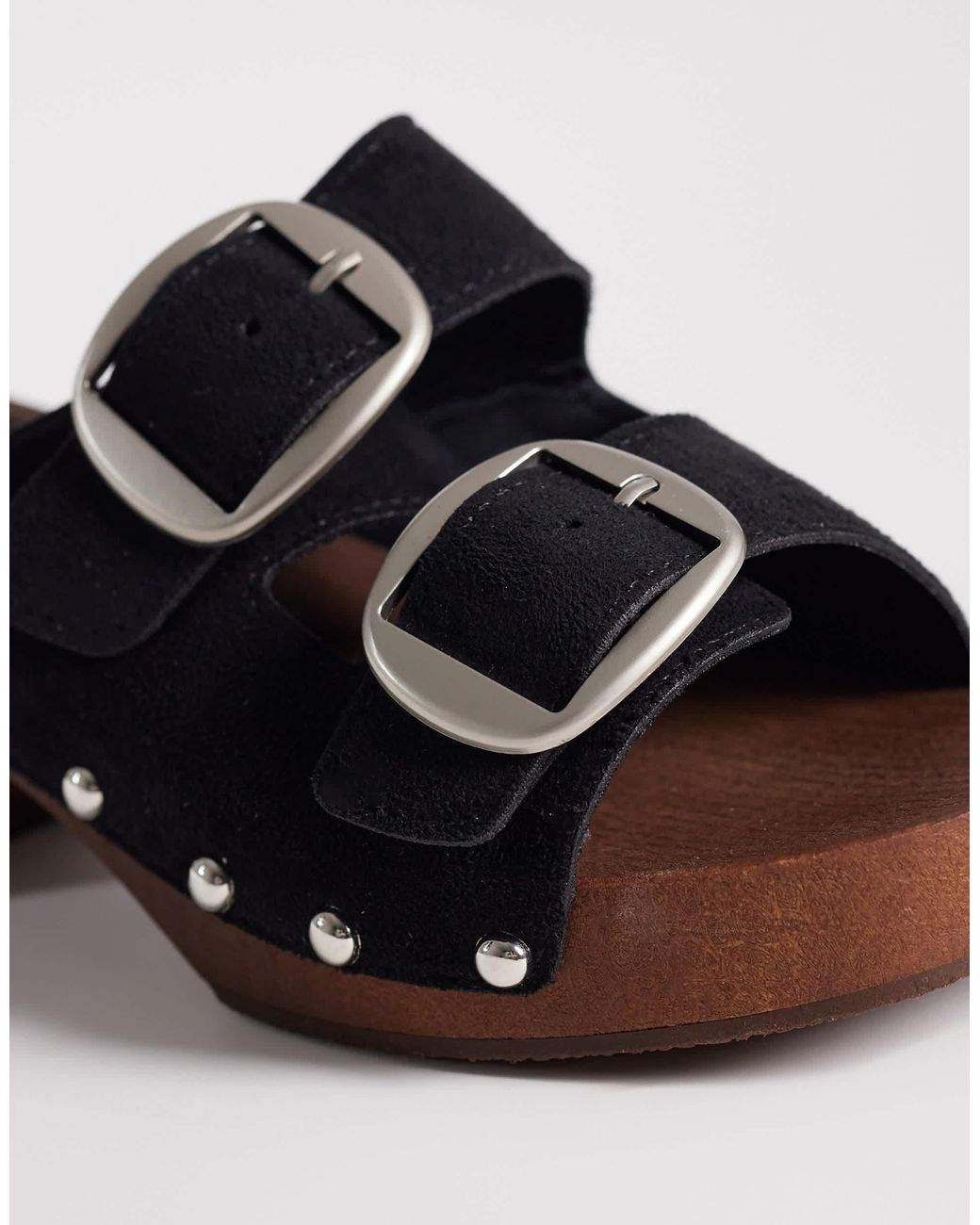 Glamorous Black – clogs aus wildlederimitat