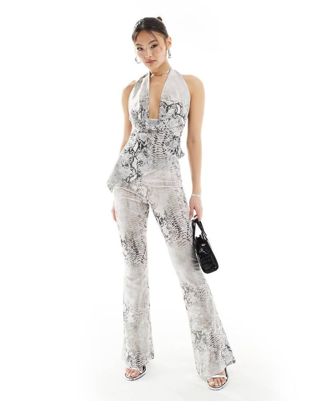 Murci Sheer Mesh Flared Trousers Co-ord in White Lyst UK