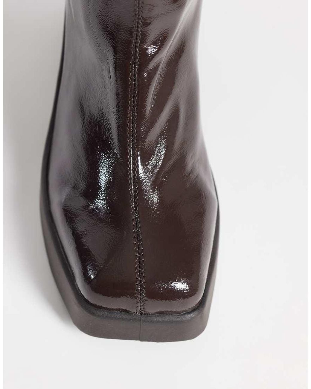 ASOS Black Wide Fit Edison Square Toe Chunky Heeled Sock Boots