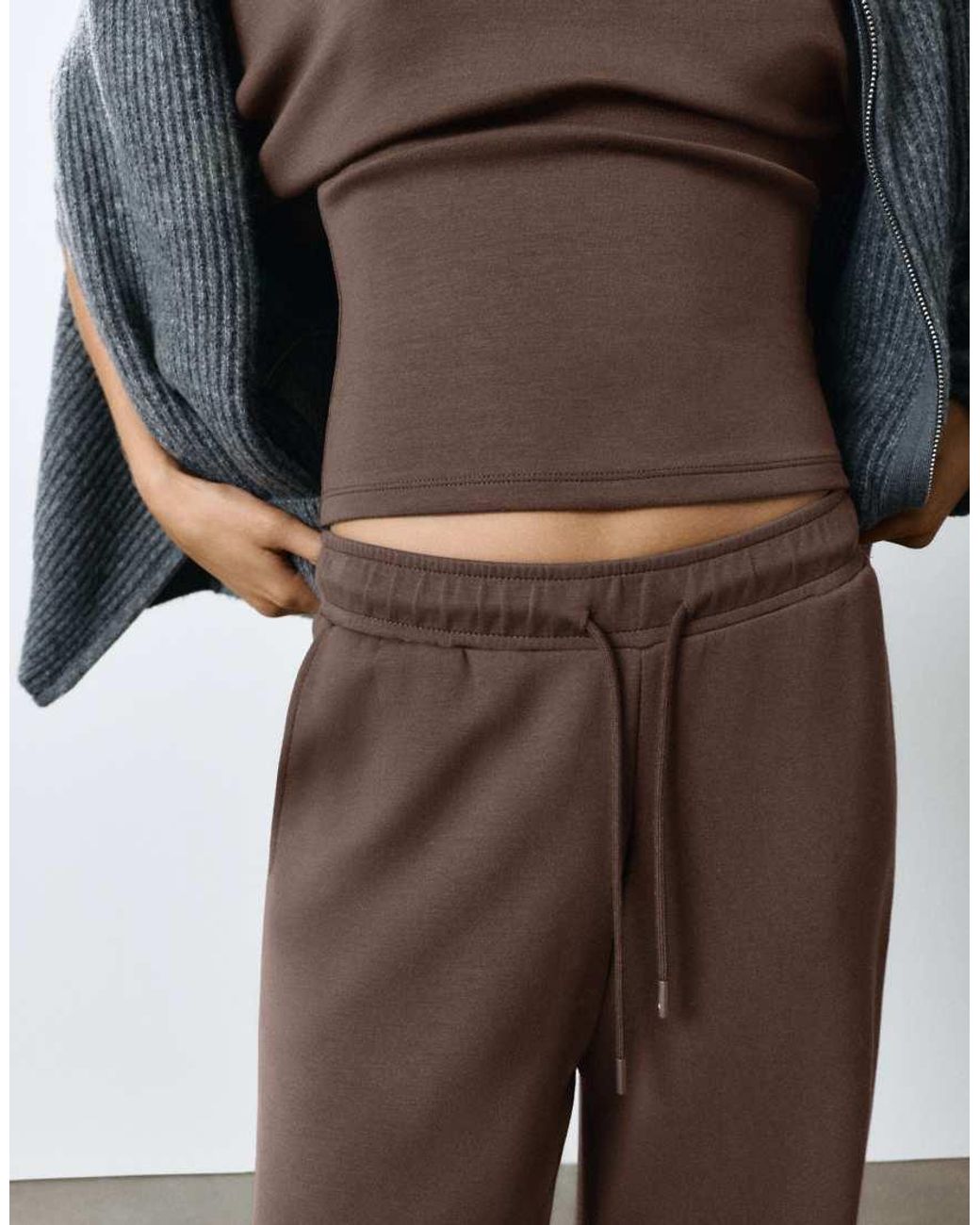 Pull&Bear Natural Modal Wide-Leg Trousers
