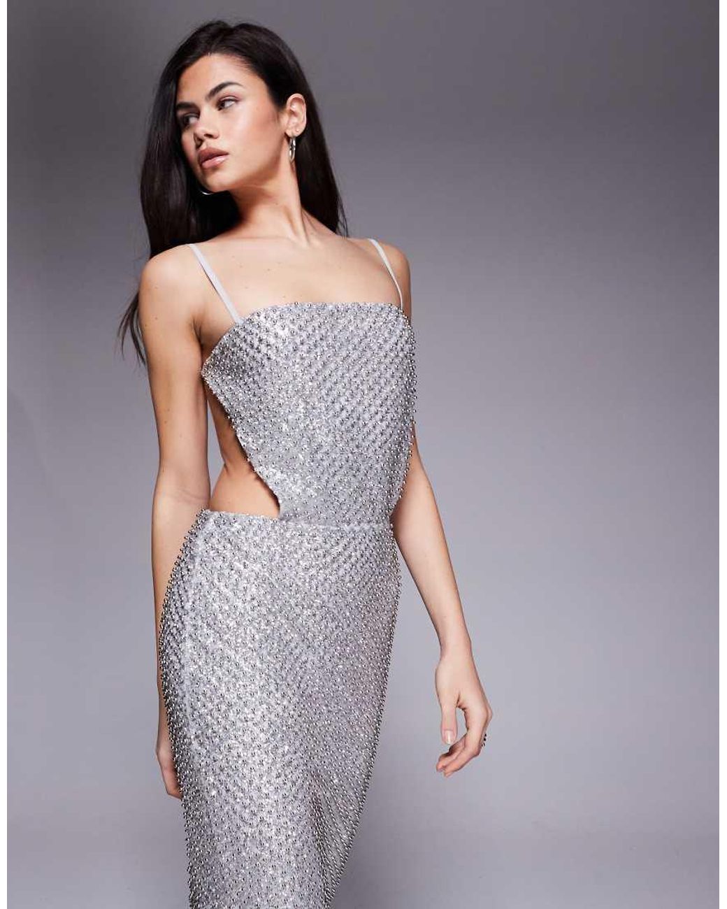 Oh Polly Purple Katalia Embellished Cut Out Backless Maxi Dress