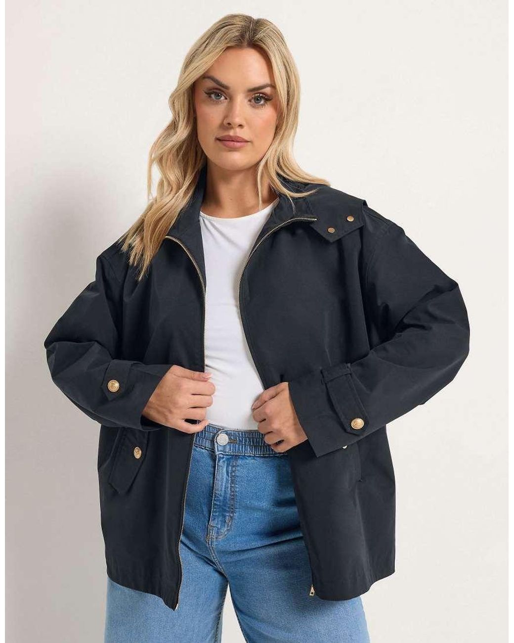 Yours Clothing Blue Military Button Jacket