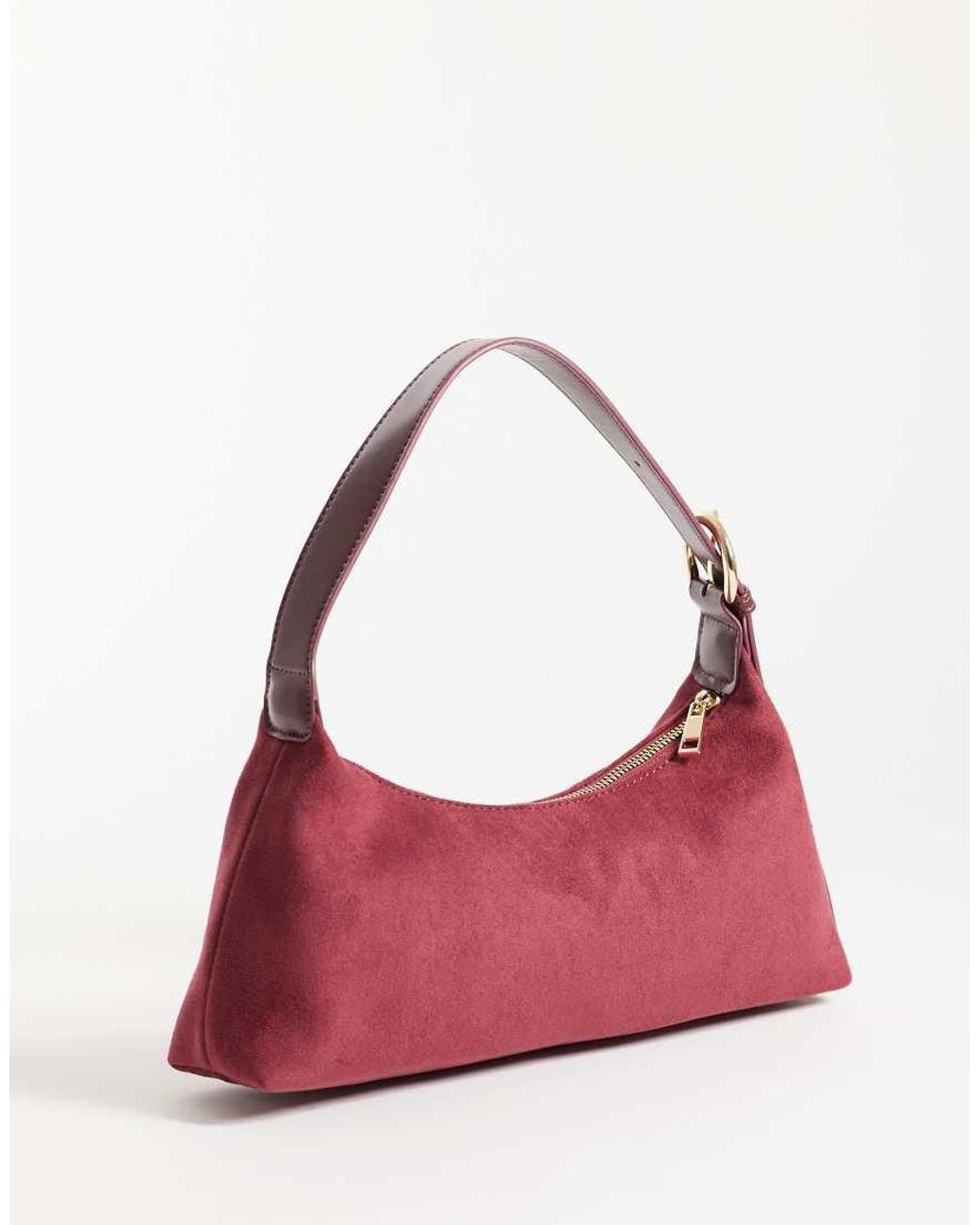 ASOS Red Faux Suede Clean 90's Shoulder Bag