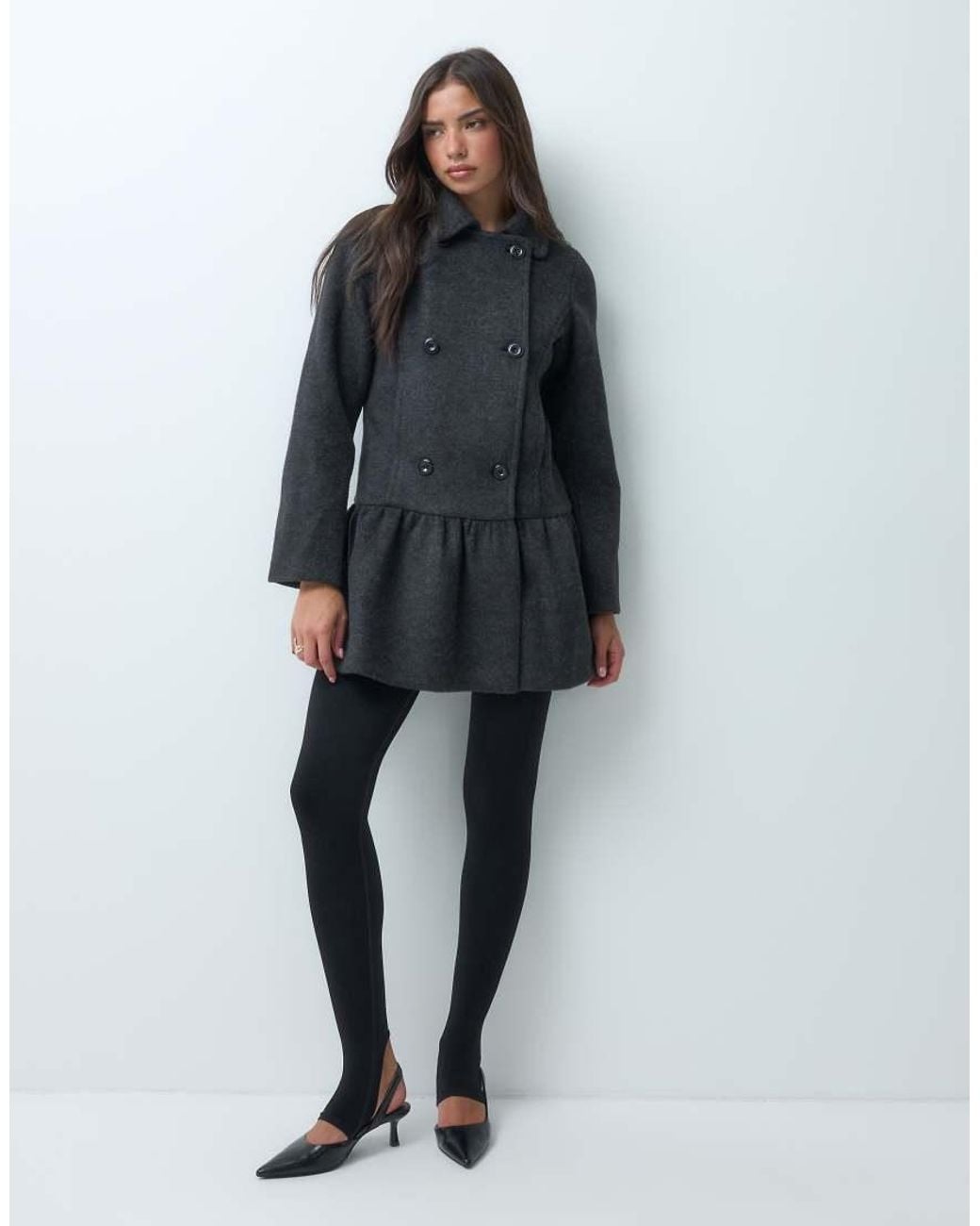 Motel Gray Juliena Skirt Hem Coat