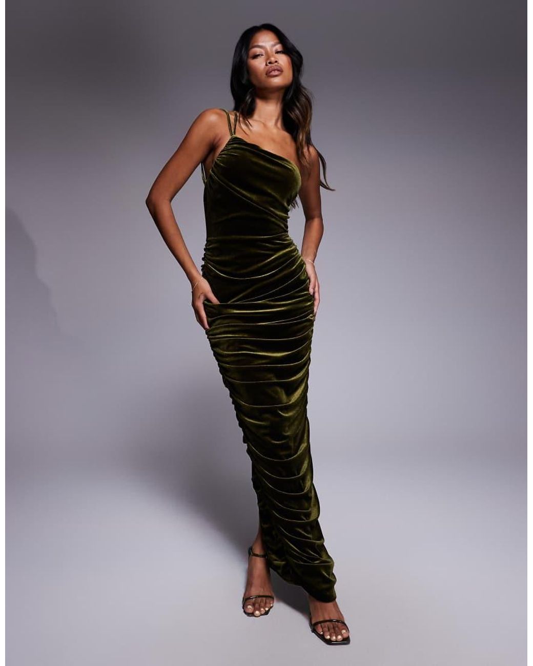 TFNC London Blue Ruched One Shoulder Maxi Dress