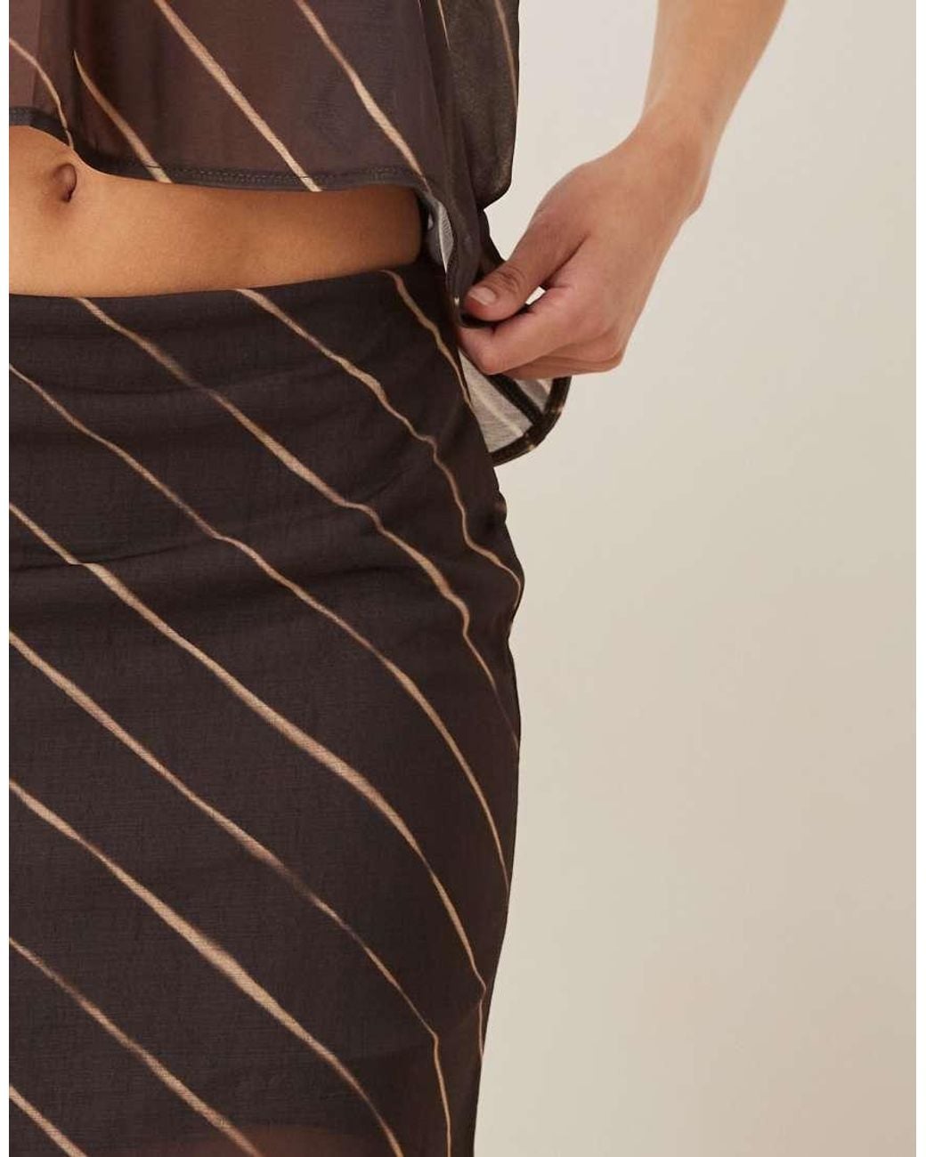 ASOS Natural Co-Ord Sheer Mesh Maxi Skirt