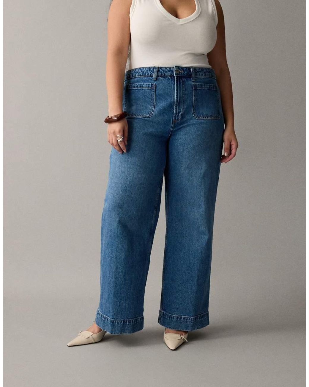 ASOS Black Asos Design Curve High Waist Wide Leg Jeans With Front Pockets