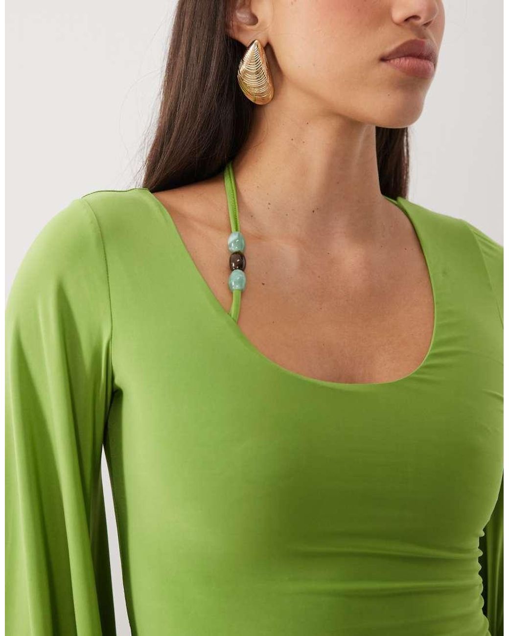 ASOS Green Co-ord Beaded Kimono Sleeve Top