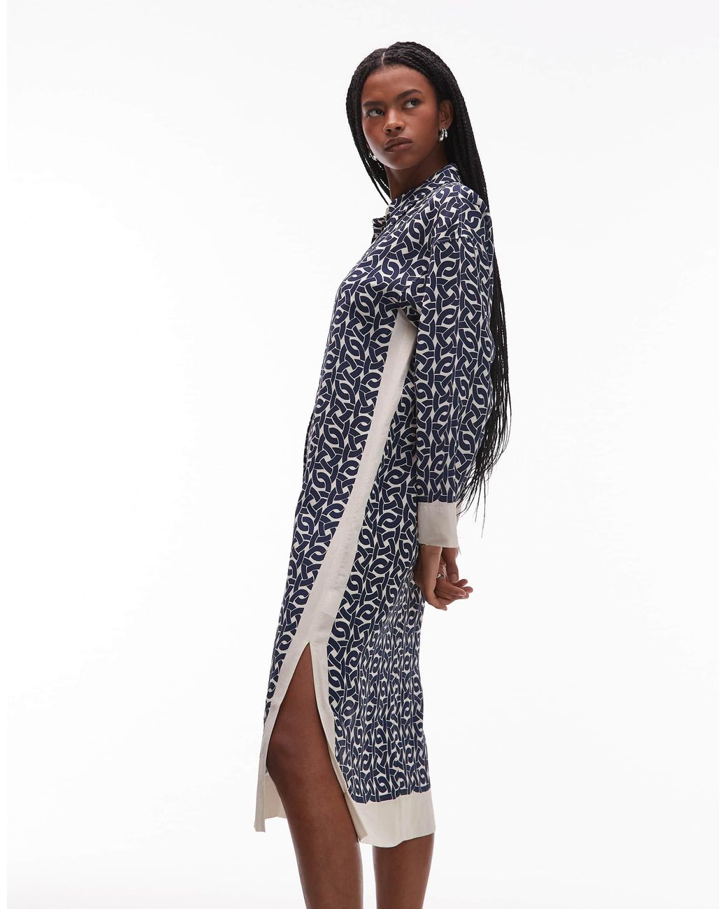 ARKET Long Sleeve Midi Shirt Dress in Blue | Lyst