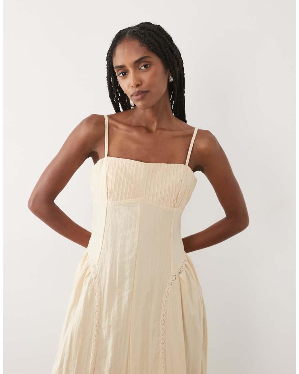 Mango Natural Cotton Rich Structured Strappy Midi Dress