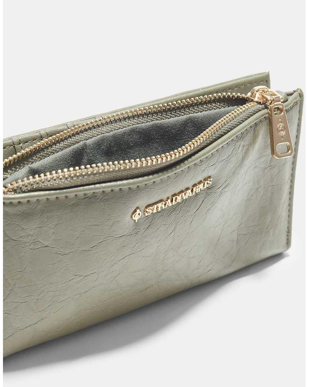 Stradivarius Green Basic Zip-up Purse